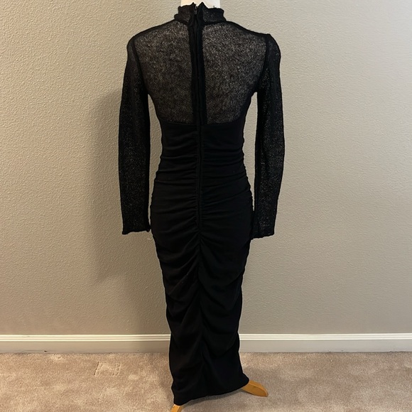 Isabelle Allard Elegant Black Long Sleeve Ruched Maxi Dress Size 38 - Picture 3 of 8
